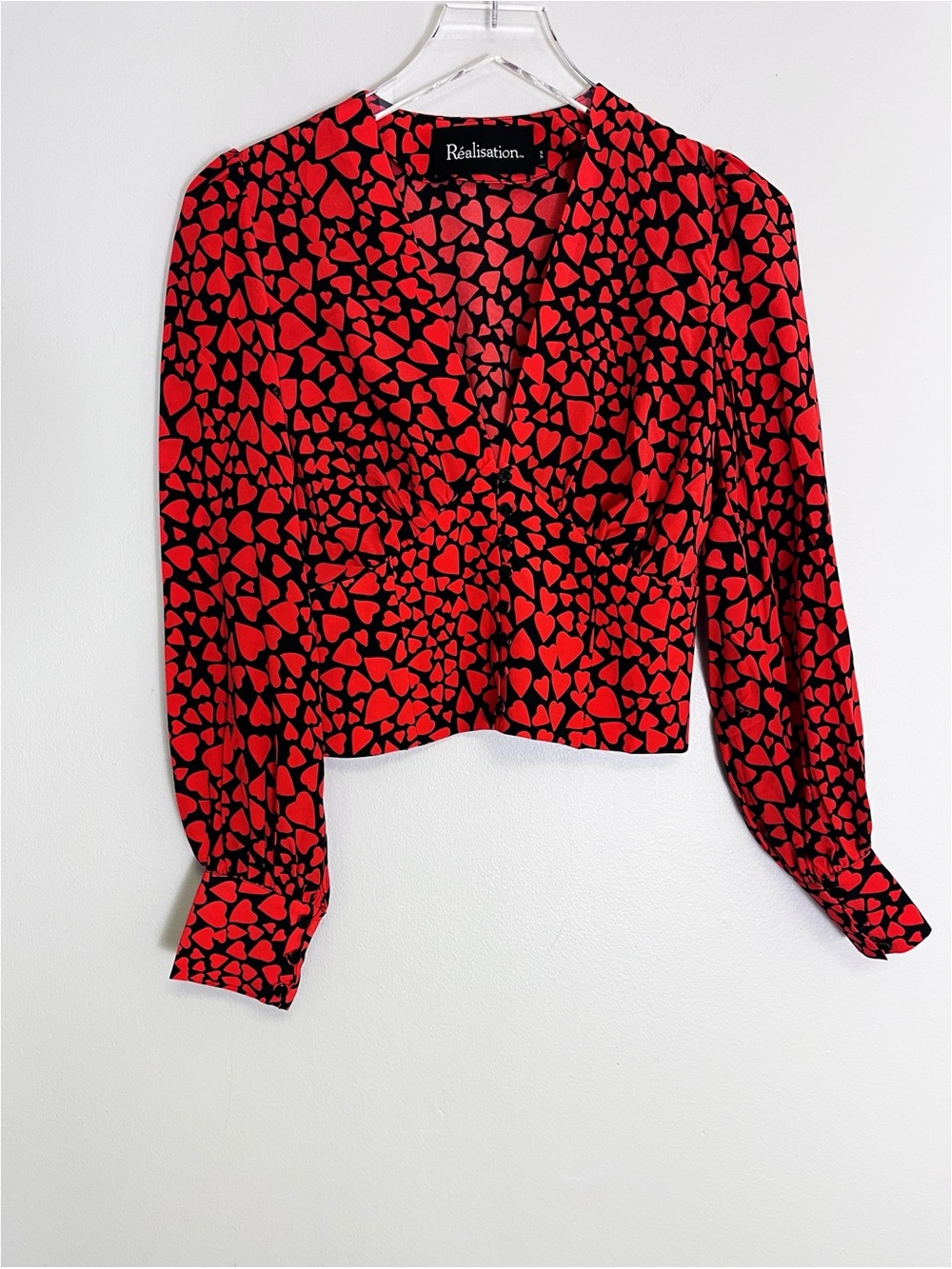 Realisation Red Black Heart Print Par Kaia Top Size XS